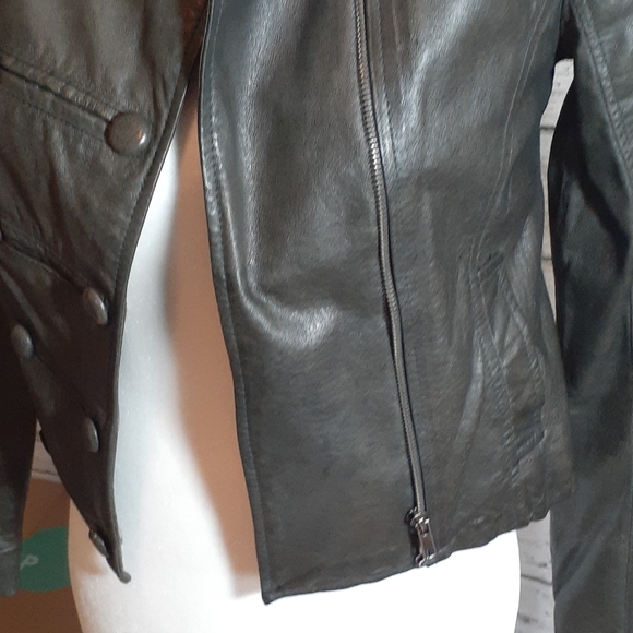 BBDakota charcoal grey leather motto jacket small - Picture 4 of 9